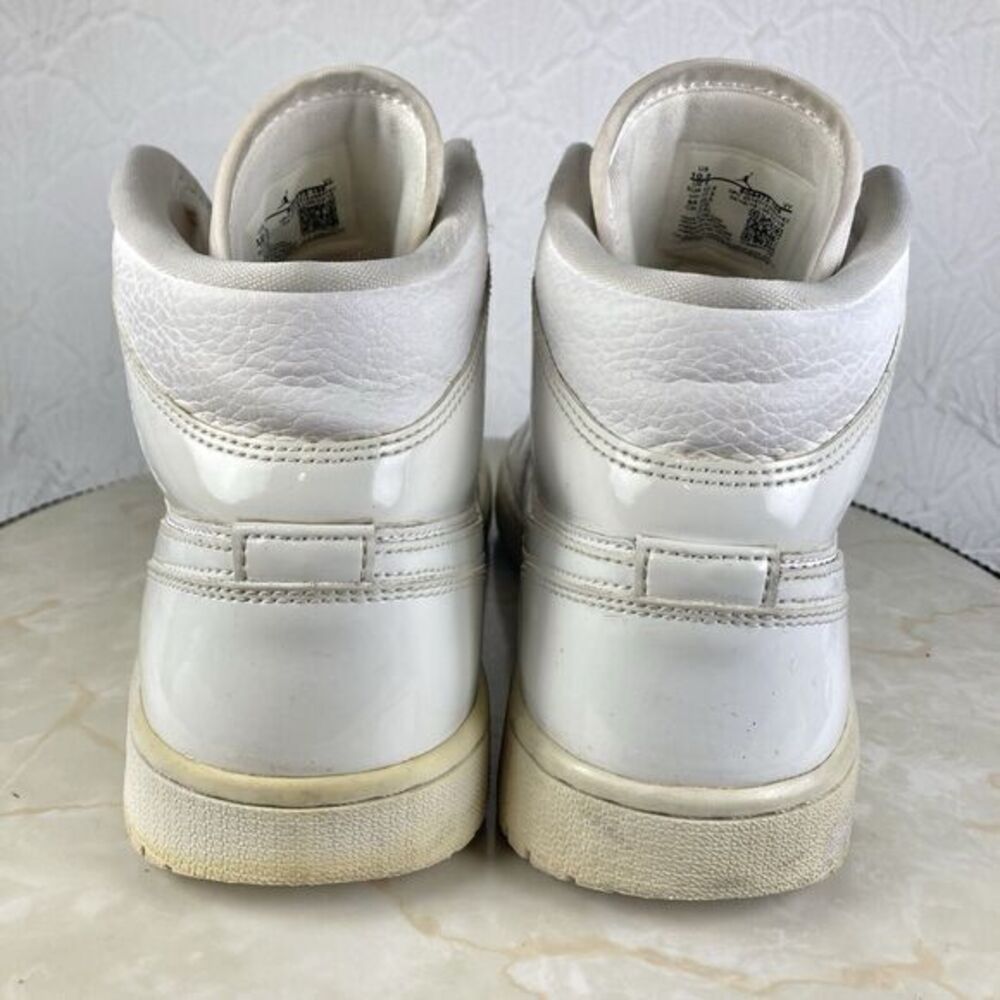 Nike Air Jordan 1 Mid Sneakers Mens 10.5 Triple White Leather High Rise Shoes - Picture 8 of 13